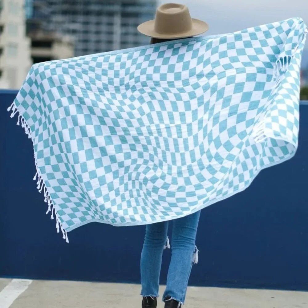 NEW with TAGS Teema The Aqua Checkmate Towel
